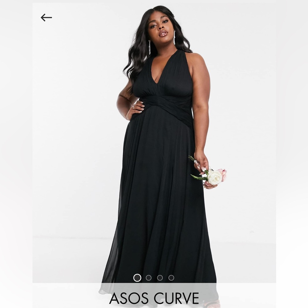 NWT ASOS design curve bridesmaid ruched bodice drape maxi with wrap waist